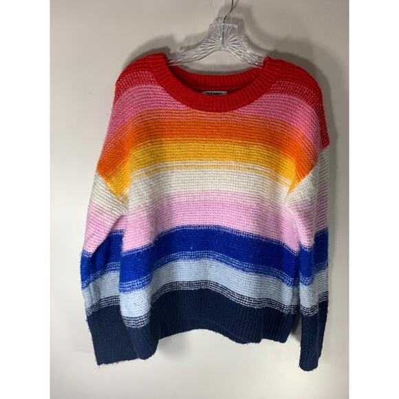 Old Navy Womens Rainbow Striped Knit Pullover Sweater Size L Boxy Fit Oversized - Picture 4 of 9